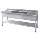 Plonge inox 2 bacs - 1800 x 700 mm égouttoir droite et gauche ECO / GOLDINOX 