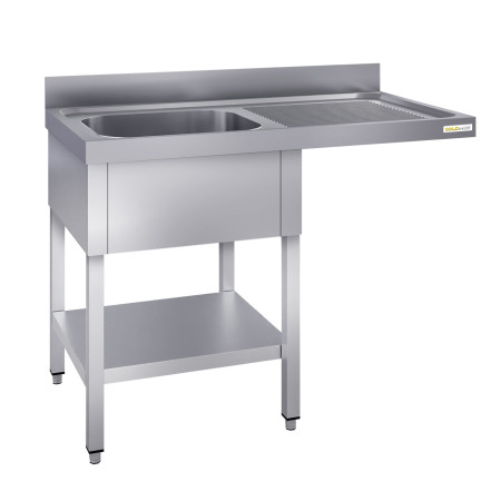 Plonge lave-vaisselle inox 1 bac - 1200 x 600 mm égouttoir droite ECO / GOLDINOX