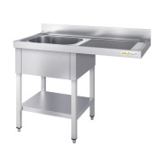 Plonge lave-vaisselle inox 1 bac - 1200 x 600 mm égouttoir droite PREMIUM / GOLDINOX