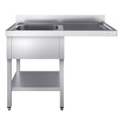 Plonge lave-vaisselle inox 1 bac - 1200 x 600 mm égouttoir droite PREMIUM / GOLDINOX