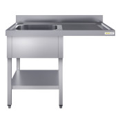 Plonge lave-vaisselle inox 1 bac - 1400 x 600 mm égouttoir droit ECO / GOLDINOX