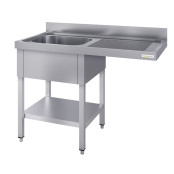 Plonge lave-vaisselle inox 1 bac - 1400 x 600 mm égouttoir droit ECO / GOLDINOX