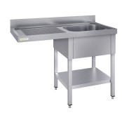 Plonge lave-vaisselle inox 1 bac - 1200 x 600 mm égouttoir gauche ECO / GOLDINOX