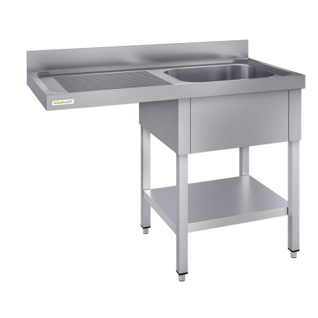 Plonge lave-vaisselle inox 1 bac - 1400 x 600 mm égouttoir gauche ECO / GOLDINOX