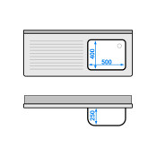 Plonge lave-vaisselle inox 1 bac - 1400 x 600 mm égouttoir gauche ECO / GOLDINOX