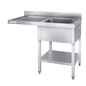 Plonge lave-vaisselle inox 1 bac - 1400 x 700 mm égouttoir gauche PREMIUM / GOLDINOX