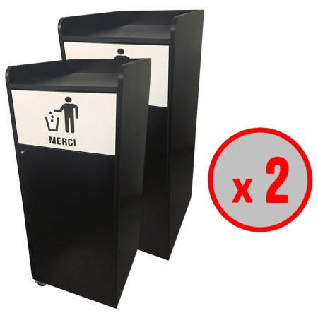 Lot de 2 Poubelles snack en bois noir 100L