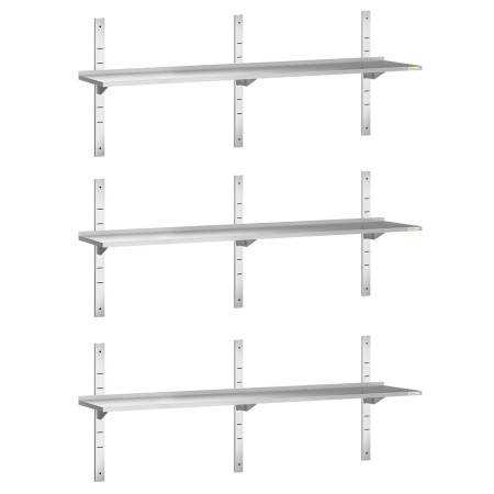 Lot de 3 étagères murales inox 1800 x 400 mm PREMIUM / GOLDINOX