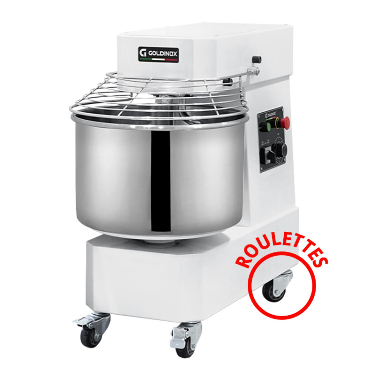 Pétrin à pâte 20 Litres sur roulettes 2 vitesses avec tête et cuve fixe (380V) PREMIUM - GOLDINOX