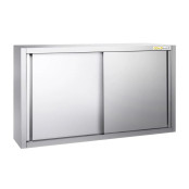 Placard mural inox 1400 x 400 mm / Hauteur 800 mm avec portes coulissantes PREMIUM / GOLDINOX