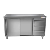 Meuble bas inox 1400 x 600 mm avec 3 tiroirs droit ECO / GOLDINOX