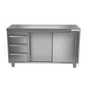 Meuble bas inox 1500 x 600 mm avec 3 tiroirs gauche ECO / GOLDINOX