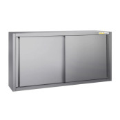 Placard mural inox 1800 x 400 mm / Hauteur 800 mm avec portes coulissantes ECO / GOLDINOX