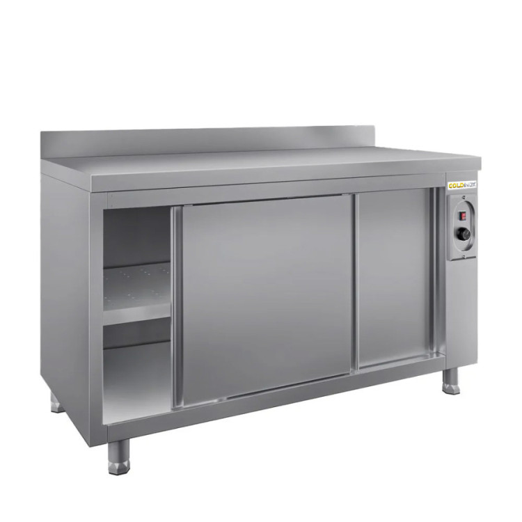 Meuble bas inox chauffant 1500 x 600 mm adossée ECO / GOLDINOX