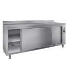 Meuble bas inox chauffant 1800 x 600 mm adossée ECO / GOLDINOX