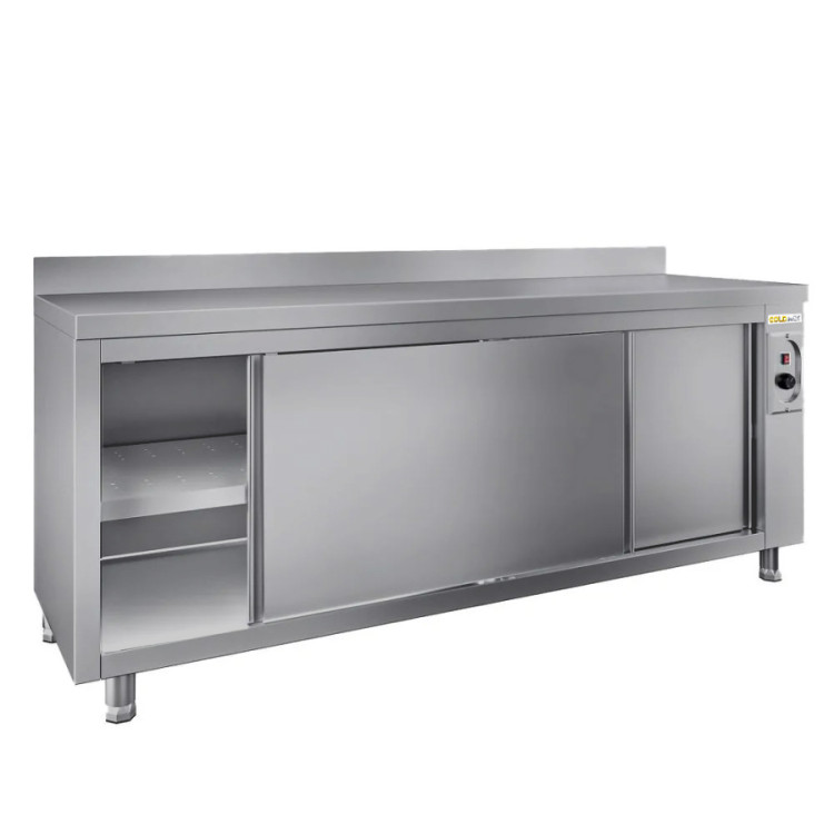 Meuble bas inox chauffant 1800 x 600 mm adossée ECO / GOLDINOX