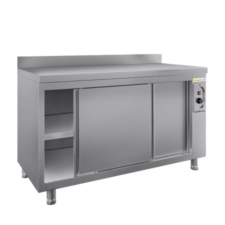 Meuble bas inox chauffant 1600 x 700 mm adossée ECO / GOLDINOX