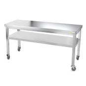 Table inox 2000 x 500 mm sur roulettes / GOLDINOX