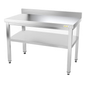 Table inox 1000 x 600 mm adossée avec renfort PREMIUM / GOLDINOX