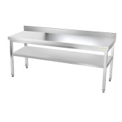 Table inox 1800 x 600 mm adossée avec renfort PREMIUM / GOLDINOX