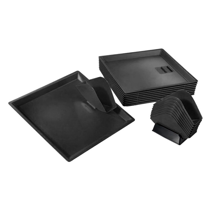 15 plateaux de service avec porte sandwich/kebab (Noir) - PLATOOFLEX