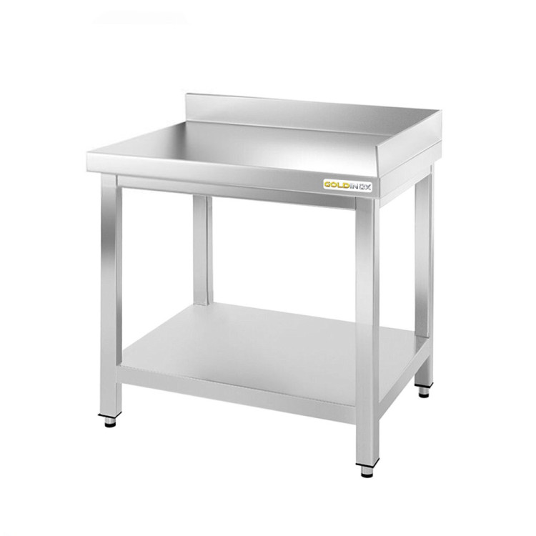 Table inox d'angle 800 x 800 mm adossée PREMIUM / GOLDINOX