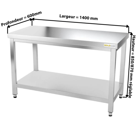 Table de travail en inox 1400 x 600 mm PREMIUM / GOLDINOX
