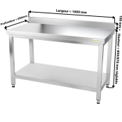 Table inox 1600 x 600 mm adossée PREMIUM / GOLDINOX