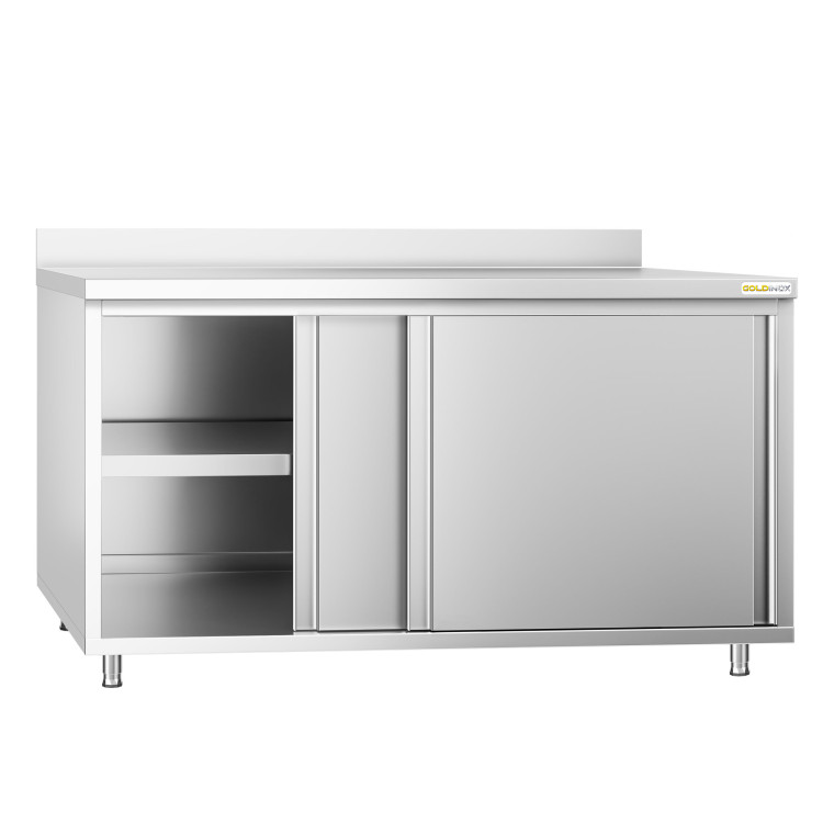 Meuble bas inox 2000 x 600 mm adossé PREMIUM FLEX / GOLDINOX