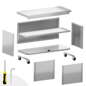 Meuble bas inox 2000 x 600 mm sur roulettes PREMIUM FLEX / GOLDINOX