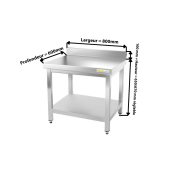 Table inox soubassement 800 x 600 mm adossée / GOLDINOX 