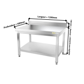 Table inox soubassement 1200 x 600 mm adossée / GOLDINOX 