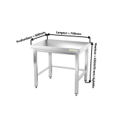 Table inox soubassement 800 x 600 mm avec renfort / GOLDINOX 