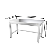 Table inox soubassement 1600 x 600 mm avec renfort / GOLDINOX 
