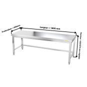 Table inox soubassement 1800 x 600 mm avec renfort / GOLDINOX 