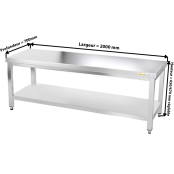 Table inox soubassement 2000 x 700 mm / GOLDINOX 