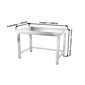Table inox soubassement 1200 x 700 mm avec renfort / GOLDINOX 