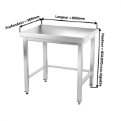Table inox 800 x 800 mm avec renfort / GOLDINOX