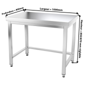 Table inox 1000 x 800 mm avec renfort / GOLDINOX