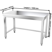 Table inox 1600 x 800 mm avec renfort / GOLDINOX