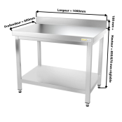 Table inox 1000 x 600 mm adossée ECO / GOLDINOX