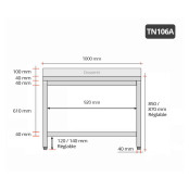 Table inox 1000 x 600 mm adossée ECO / GOLDINOX