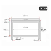 Table inox 1200 x 600 mm adossée ECO / RESTONOBLE