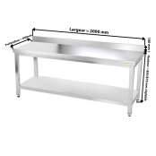 Table inox 2000 x 600 mm adossée ECO / RESTONOBLE