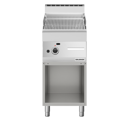 Plaque de cuisson à gaz 400 mm rainurée chromée (5,7 kw) à poser PREMIUM / GOLDINOX