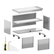 Meuble bas inox 2000 x 700 mm sur roulettes PREMIUM / GOLDINOX