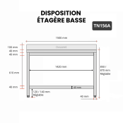 Table inox 1500 x 600 mm adossée PREMIUM / GOLDINOX
