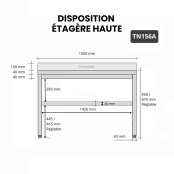 Table inox 1500 x 600 mm adossée PREMIUM / GOLDINOX