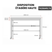 Table inox 2000 x 600 mm sur roulettes PREMIUM / GOLDINOX