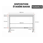 Table inox 2000 x 600 mm sur roulettes PREMIUM / GOLDINOX
